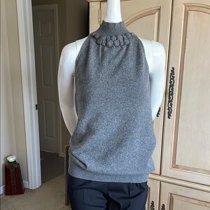 Vince Gray Embellished Mock Neck Sleeveless Cashmere Sweater NWOT XS